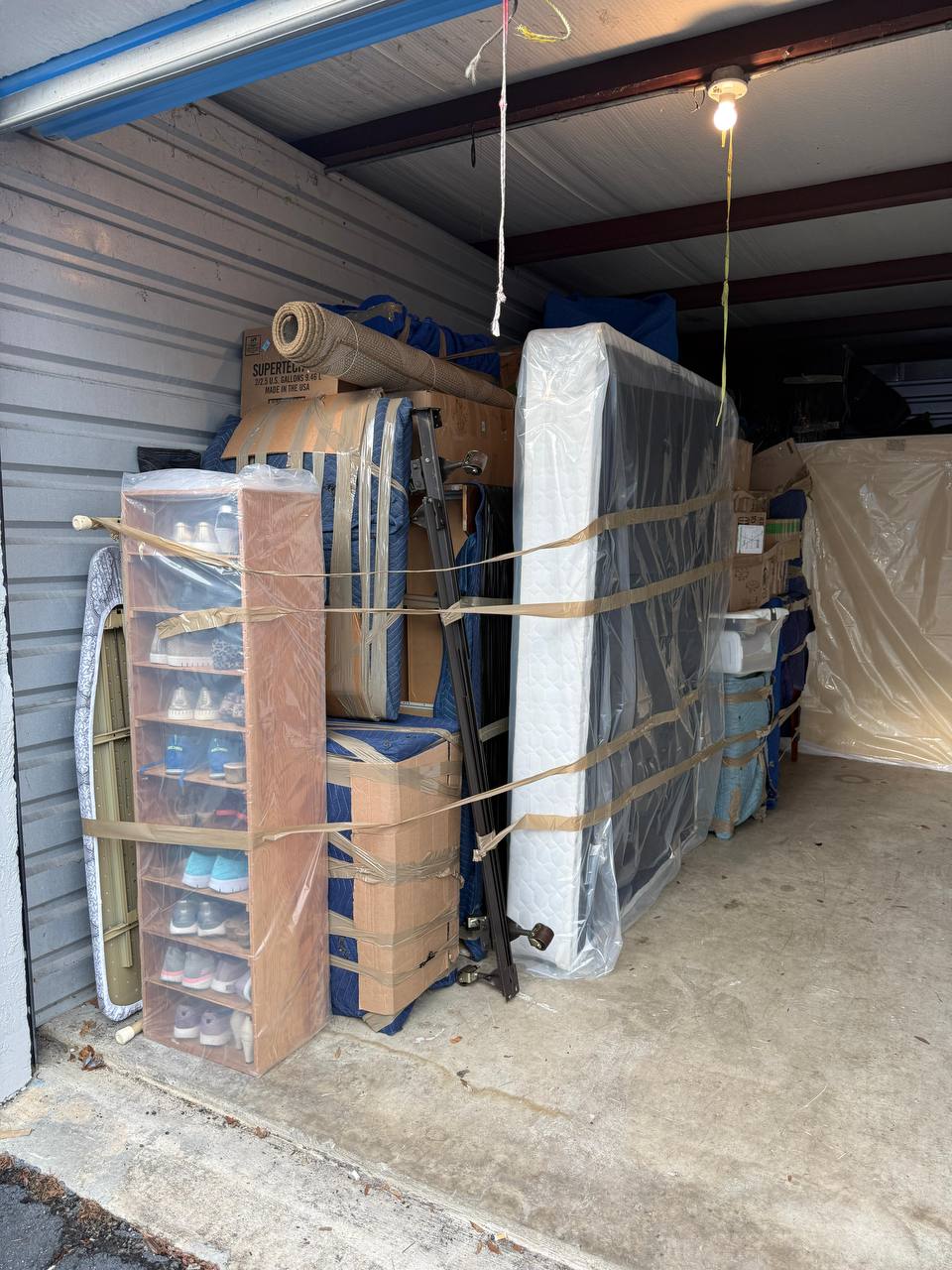 Furniture and mattresses wrapped and stored securely for a South Florida client